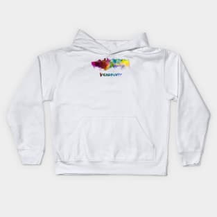 Vancouver skyline in watercolor Kids Hoodie